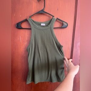 No Boundaries Forest Green Ribbed Tank Top
